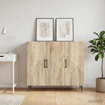vidaXL Dressoir Sonoma Eiken 89 x 34,5 x 80 cm Bewerkt hout, Huis en Inrichting, Verzenden, Nieuw, Overige houtsoorten, Minder dan 50 cm