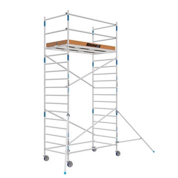 Goedkope Alumexx rolsteiger 6,20m werkhoogte, Doe-het-zelf en Verbouw, Steigers, Nieuw, Rolsteiger of Kamersteiger, 5 meter of hoger