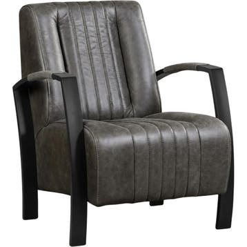 Leren fauteuil Glamour - Vintage Grey (grijs), Huis en Inrichting, Nieuw, Ophalen of Verzenden, 50 tot 75 cm, Industrieel, Modern, Retro