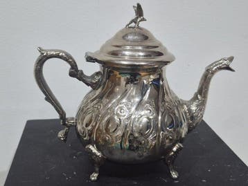 Large Moroccan Style Silver-Plated Teapot – North Africa –