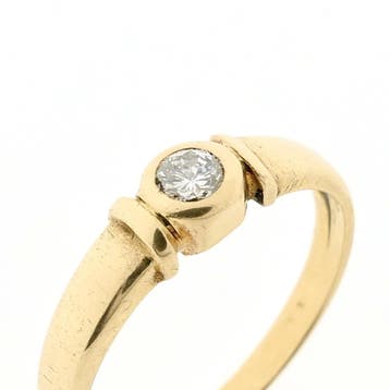 Gouden solitair ring met diamant; 0,14 ct., 18 tot 19, Gebruikt, Overige kleuren, Ophalen of Verzenden