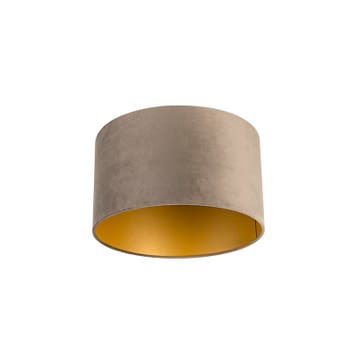 Velours lampenkap taupe 35/35/20 met gouden binnenkant, Verzenden, Nieuw, Classic-antique