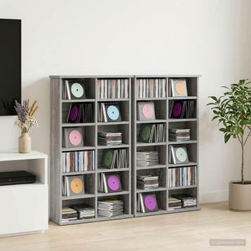 vidaXL CD Kast 2 st Grijs Sonoma 60 x 17 x 92 cm Bewerkt, Huis en Inrichting, Verzenden, Nieuw