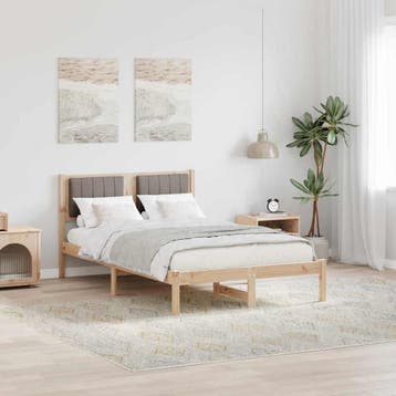 vidaXL Bedframe met Gevoerd Hoofdgedeelte Taupe 120 x 200 cm, Huis en Inrichting, Slaapkamer | Bedden, Verzenden, Nieuw, Bruin
