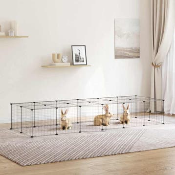 vidaXL Huisdierenkooi met deur 28 panelen 210x70x35 cm staal, Verzenden, Nieuw