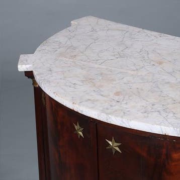 Franse Empire demi lune buffet in mahonie met bloemmahonie c, Ophalen of Verzenden