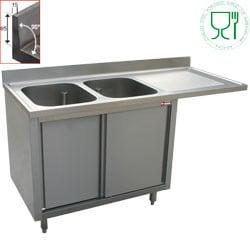 RVS Spoeltafel | 2 Kuipen Links | 160x70x88 cm HorecaTraders, Zakelijke goederen, Verzenden, Nieuw in verpakking