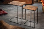industrieele set van 2 bijzettafels BARRACUDA 45cm Salholz, Huis en Inrichting, Tafels | Sidetables, Ophalen of Verzenden, Nieuw