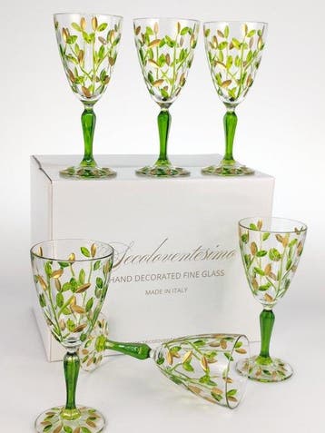 Secoloventesimo - Kelk (6) - Leaves green golden chalice -