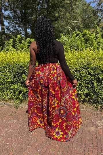 Afrikaanse print maxi rok - Rood & Geel Mandala Patchwork -, Kleding | Dames, Ophalen of Verzenden, Nieuw