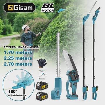 Gisam 2-in-1 Snoei- en Houtzaagmachine - Snoerloos, Borstell, Verzenden, Nieuw