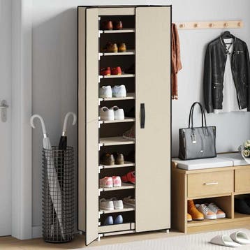 vidaXL Schoenenkast 60x30x166 cm stof crèmekleurig, Verzenden, Nieuw