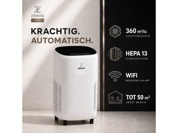 Zenvo Luxe Luchtreiniger met Wifi & App – HEPA 13 Filter –, Verzenden, Zo goed als nieuw