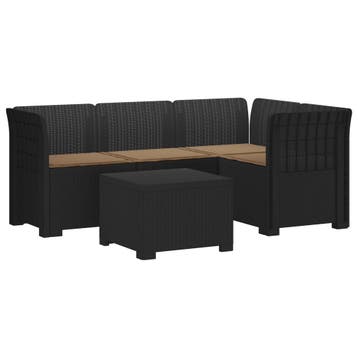 vidaXL 4-Persoons Tuinbank met Kussens Rieten Look PP, Verzenden, Nieuw
