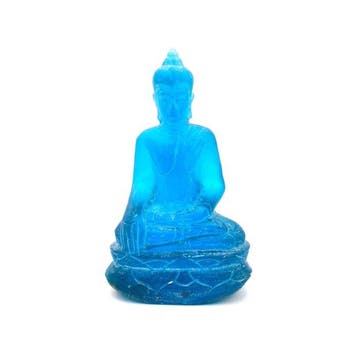Oude Indochinezen Blauw archaïsch glas Boeddha op troon