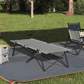 vidaXL Opvouwbaar Camping Bed Grijs 206 x 76 x 74 cm Oxford, Caravans en Kamperen, Verzenden, Nieuw
