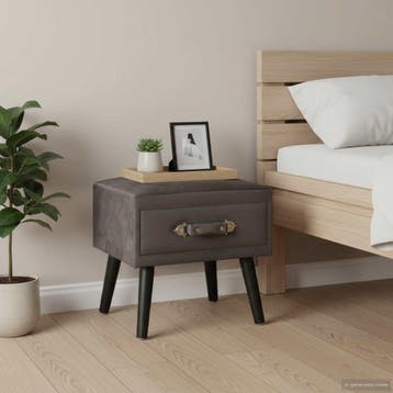 vidaXL Nachtkastje 40x35x40 cm fluweel grijs, Huis en Inrichting, Overige materialen, Minder dan 45 cm, Verzenden, Nieuw