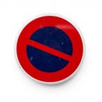 Japans verkeersbord Parkeren verboden, rood/blauw/wit,