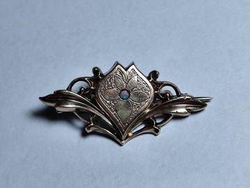Zonder minimumprijs - Broche - 9 kt. Geel goud Opaal