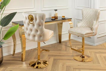 In hoogte verstelbare barkruk CASTLE DELUXE beige fluweel, Ophalen of Verzenden, Nieuw