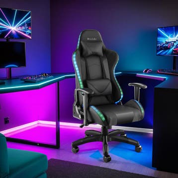 Gaming stoel Tartaros, LED, massagefunctie - zwart/zwart, Verzenden, Nieuw