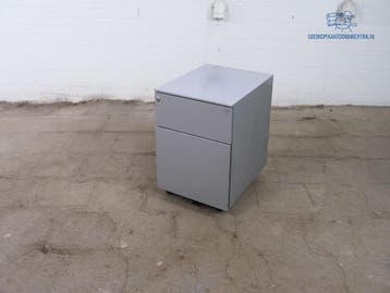 Verrijdbaar ladeblok 2 lades – zilvergrijs, compact, Overige materialen, Minder dan 50 cm, Gebruikt, Verzenden