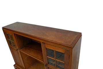 Antieke vitrine-/boekenkast – mahonie kast met facetglas deu, Ophalen of Verzenden, Nieuw