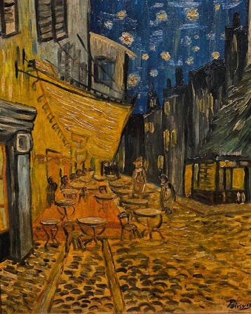 Franse school (XX) - Bar la sera, da Vincent Van Gogh, Antiek en Kunst