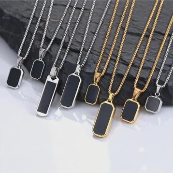 Stijlvolle RVS Hanger met Zwart Emaille - Geometric Dog Tag, Verzenden, Nieuw