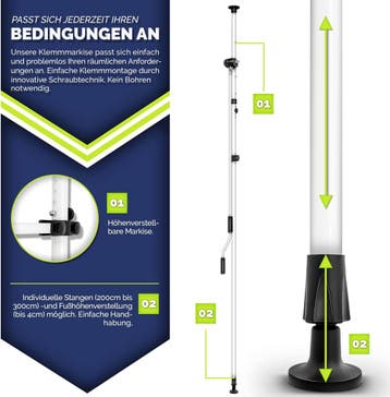 Klemluifel - Balkon luifel - Verticale luifel - 300 cm - Bei, Verzenden, Zo goed als nieuw