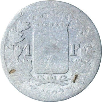 Frankrijk. Louis XVIII. 1 Franc 1822 W (Lille) ZELDZAAM