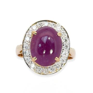 Ring - 18 karaat Geel goud - 4.06ct. tw. Robijn - Diamant -, Nieuw