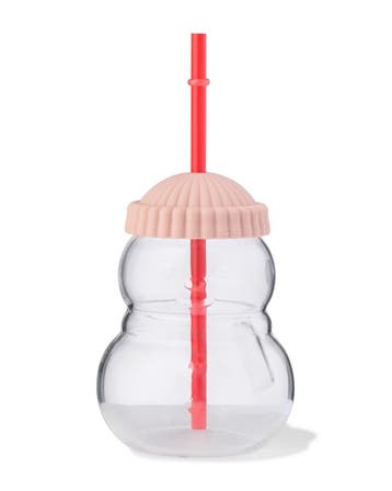 HEMA Drinkbeker 9x9x19cm glas sneeuwpop, Verzenden, Nieuw
