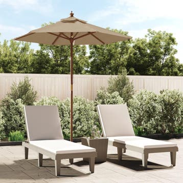 vidaXL Parasol met houten paal 196x231 cm taupe, Verzenden, Nieuw, 1 tot 2 meter