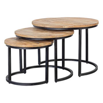 Salontafel Mangohout S Ula XL Set Van 3, Verzenden, Nieuw, Industriële meubels, Overige vormen