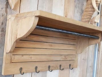 Teak wandkapstok 100cm - Naturel, Overige typen, Nieuw, Minder dan 100 cm, 25 tot 50 cm