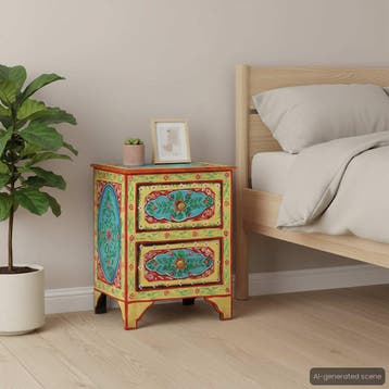 vidaXL Nachtkastje handgeschilderd 40x30x50 cm massief, Minder dan 45 cm, Verzenden, Nieuw, Minder dan 55 cm