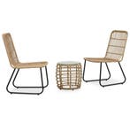 vidaXL 3-delige Bistroset poly rattan eikenkleurig, Tuin en Terras, Verzenden, Nieuw, Rotan, 3 zitplaatsen
