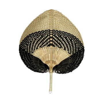 Bamboo Waaier Blok Zwart/naturel 40cm, Verzenden, Nieuw