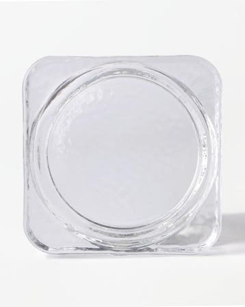 HEMA Kaarsplateau 9x3cm Kub glas gehamerd transparant, Verzenden, Nieuw
