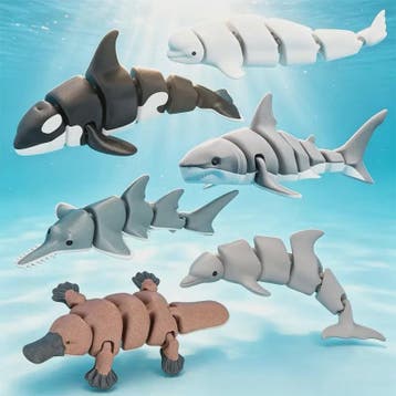 3D Geprinte Gewrichtte Dieren Beeldjes: Haai, Orka & Meer -, Dieren en Toebehoren