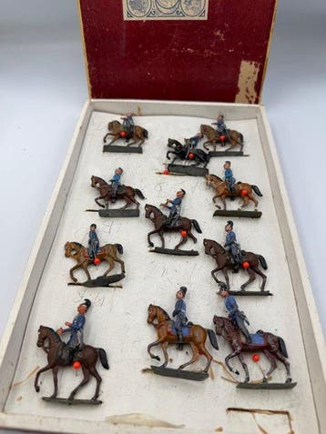 Tinnen soldaat - Rare set of 11 Danish Dragoons in original, Nieuw