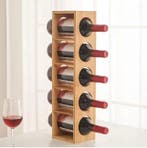 Bamboe Wijnrek – 5-Laags Houten Flessenhouder Natuurlijk, Verzenden, Nieuw