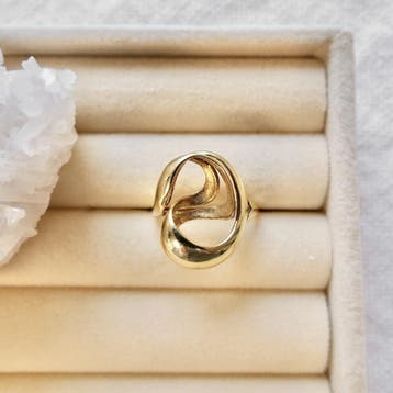 Vintage gouden fantasie ring., Gebruikt, 19 tot 20, Ophalen of Verzenden, Dame