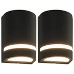 vidaXL Buitenwandlampen 2 st 35 W halfrond zwart, Verzenden, Nieuw, Aluminium, Wandlamp