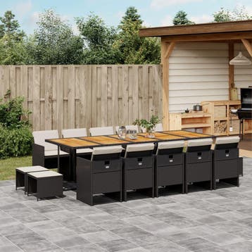 vidaXL 15-delige Tuinset met kussens poly rattan zwart, Verzenden, Nieuw, 4 zitplaatsen, Tuinset