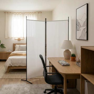 vidaXL Kamerscherm met 2 panelen 175x180 cm stof wit, Verzenden, Nieuw