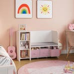 Kinderrek Høylandet met zitbank 76x112x40 cm wit en roze [en, Verzenden, Nieuw