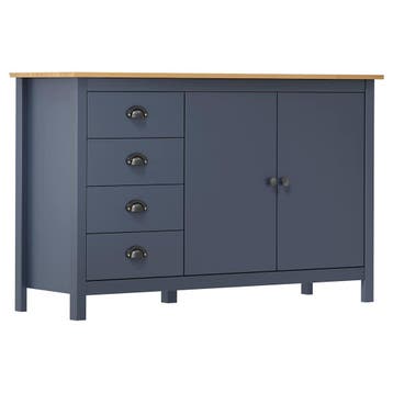 vidaXL Dressoir Hill 130x40x80 cm massief grenenhout grijs, 100 tot 150 cm, Verzenden, Nieuw, Grenenhout