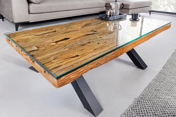 Massieve salontafel BARRACUDA 110cm antiek naturel teakhout, Huis en Inrichting, Tafels | Salontafels, Ophalen of Verzenden, Nieuw